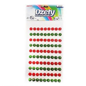 Dżety samoprzylepne Brewis Perełki, 90szt czerwone/zielone